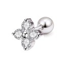 Orecchino piccolo da donna a perla con barretta e chiusura a sfera Decorato con zirconi Metalli per bigiotteria Motivi floreali di petali e arco 4