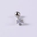 Orecchino singolo da donna con barra e chiusura a pallina Piccola decorazione scintillante con zirconi e cristalli Metallo costume color argento 8