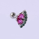 Orecchino singolo da donna con barra e chiusura a pallina Piccola decorazione scintillante con zirconi e cristalli Metallo costume color argento 17