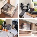 Organizador de almacenamiento para utensilios con compartimentos para platos 27 x 20 x 18 cm plegable fieltro gris oscuro para autocaravanas y cocinas 2