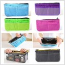 Organizador de bolsa para cosméticos e pequenos objetos Bolsa de viagem com alças e fecho Múltiplos bolsos e compartimentos Poliéster 27 x 24