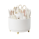 Organizador de cosméticos giratorio de 360°, 14 x 14 x 12 cm, caja de almacenamiento de plástico para brochas de maquillaje, labiales, bolígrafos, soporte de baño, caja portátil 2