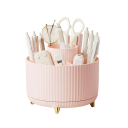 Organizador de cosméticos rotativo 360° 14 x 14 x 12 cm Caixa de armazenamento em plástico para maquilhagem Pincéis Batons Caneta Suporte de casa de banho Caixa portátil 4