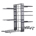 Organizador de panelas e frigideiras 8 níveis suporte ajustável 50 x 37,7 cm estrutura em ferro azul para armário de cozinha 1