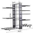 Organizador de panelas e frigideiras 8 níveis suporte ajustável 50 x 37,7 cm estrutura em ferro azul para armário de cozinha 5