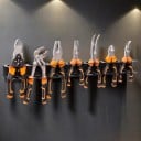 Organizador de parede em metal para chaves de fenda e alicates 40 x 4 cm suporte de armazenamento com 14 orifícios para oficina, garagem e mesa 4