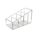 Organizador de plástico para mandos a distancia 4 compartimentos 6,6 x 14,7 x 8,6 cm soporte transparente para escritorio caja de almacenamiento para el hogar y la oficina 1