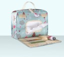 Organizador de viagem para mudas de fraldas com bolso para lenços húmidos Saco de poliéster impermeável para fraldas com alça 23 x 10 x 18 4