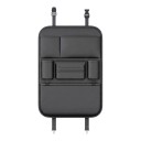 Organizador para o banco traseiro do carro 6 bolsos Suporte para bebidas e lenços 60 x 43 cm Couro PU à prova de água Preto Proteção contra pontapés 2
