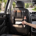 Organizador para o banco traseiro do carro 6 bolsos Suporte para bebidas e lenços 60 x 43 cm Couro PU à prova de água Preto Proteção contra pontapés 4