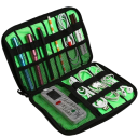 Organizador preto para acessórios eletrónicos 24x17x3,6 cm Estojo de viagem para cabos, carregadores e acessórios com compartimentos para uma organização clara 2