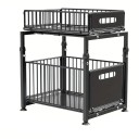 Organizator de bucătărie cu două etaje 37,5 x 29 x 41–49 cm Raft metalic ajustabil cu coșuri glisante Suport de depozitare sub chiuvetă și pe blatul 1