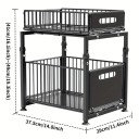 Organizator de bucătărie cu două etaje 37,5 x 29 x 41–49 cm Raft metalic ajustabil cu coșuri glisante Suport de depozitare sub chiuvetă și pe blatul 2