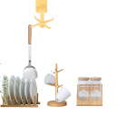 Organizator de bucătărie rotativ cu cârlige 360° autocolant fără găurire suport din plastic pentru ustensile montat pe perete sub dulap 3