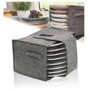 Organizator de depozitare pentru veselă cu compartimente pentru farfurii 27 x 20 x 18 cm pliabil din fetru gri închis pentru vehicule de recreere și bucătării 1