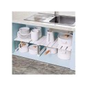 Organizator extensibil sub chiuvetă cu lungime ajustabilă 50–75 × 25 × 25 cm pliabil alb pentru dulapul de bucătărie 4