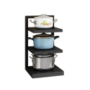Organizator metalic pentru oale pe trei niveluri cu înălțime ajustabilă a rafturilor 26,5 × 22,5 × 42 cm din oțel carbon negru pentru bucătărie 2