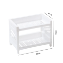 Organizator plastic alb 23 x 15 x 15 cm Cutie de depozitare cu două rafturi din PP Suport multifuncțional pentru cosmetice, bucătărie sau baie 3