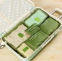 Organizer da viaggio per valigia 6 pz Tre scatole per abbigliamento e tre borse piatte per scarpe e biancheria Nylon con rete Zip e manico 4