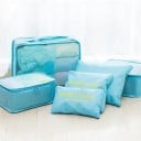 Organizer da viaggio per valigia 6 pz Tre scatole per abbigliamento e tre borse piatte per scarpe e biancheria Nylon con rete Zip e manico 5