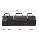 Organizér do kufru auta 90 x 27 cm Oxford Závěsný na zadní sedačky 3 uzavíratelné kapsy na suchý zip 1 otevřená kapsa Úložný systém 3