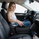Organizer for the Gap Between the Seat and the Console 29.3 x 20.3 cm with Charging Cable Openings Leather Look Black Car Storage Pocket 3