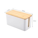 Organizér na kabely s bambusovým víkem, rozměr 23,5 x 11,5 cm, bílý nebo černý plast 5