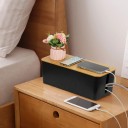 Organizér na kabely s bambusovým víkem, rozměr 32 x 13,5 cm, bílý nebo černý plast 2