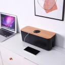 Organizér na kabely s dřevěným víkem a větráním 29,5 x 11,4 x 11 cm černý 2