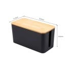 Organizér na káble s bambusovým vekom, rozmer 23,5 x 11,5 cm, biely alebo čierny plast 8