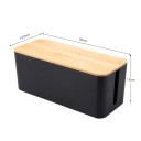 Organizér na káble s bambusovým vekom, rozmer 32 x 13,5 cm, biely alebo čierny plast 7