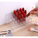 Organizér na rtěnky 10,5 x 15 x 7,5 cm Plastový stojan z PP s 24 přihrádkami 2,5 x 2,5 cm Průhledný kosmetický držák na make-up 2