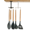 Organizzatore da parete girevole per utensili da cucina 360° autoadesivo senza foratura supporto in plastica sotto il mobile 6