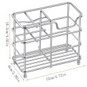 Organizzatore da tavolo in acciaio inossidabile 12 x 10,2 cm Supporto autonomo per spazzolini da denti, cosmetici e pennelli Più scomparti portaoggetti per il bagno 2