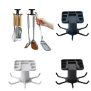 Organizzatore girevole per utensili da cucina 6 x 5,5 cm autoadesivo senza foratura gancio sospeso supporto 360° sotto il mobile 10