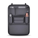 Organizzatore per il sedile posteriore dell'auto 6 tasche Portabicchieri e fazzoletti 60 x 43 cm Pelle PU impermeabile Nera Protezione contro calci 1