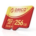 ORICO Micro SD Geheugenkaart 256 GB MicroSDXC Lezen 180 MB/s Schrijven 160 MB/s U3 V30 Klasse 10 Rood en Goud Voor het opnemen van 4K UHD video 1