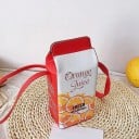 Originální dámská crossbody kabelka ve tvaru krabice od nápoje Hravý potisk Dlouhý tenký popruh přes rameno PU kůže 25 x 11 x 10 cm 1