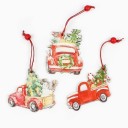 Ornamento de Natal em Madeira Carro 3 unid 4