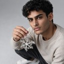 Ornamento de Natal para árvore Floco de Neve Seis Pontas Ramificado Transparente com Bolinhas Geadas com Suspensão Decoração de Natal 5