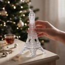 Ornamento de Natal para árvore Torre Eiffel Estrutura em treliça Transparente com brilho perolado Com fita Decoração parisiense para o Natal 2
