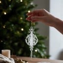 Ornement de Noël en verre Décoratif avec des ornements Rond avec pointe Transparent avec paillettes Avec un œillet pour suspension Décoration de Noël 1