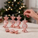 Ornements de Noël en forme de Bonbons Ensemble de 6 pcs 9,5 x 4 cm Brillants avec spirale scintillante Avec cordon Décorations de Noël 7
