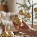 Ornements de Noël pour sapin Boules rondes Ensemble de 6 pcs Diamètre 6 cm Décorées avec un motif de Noël Avec cordon Décoration de Noël 18