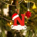 Ornements de sapin de Noël avec lettres Lettres en acrylique pour sapin de Noël Décoration de Noël Lettres suspendues pour sapin Lettres rouges à suspendre 10 cm 14