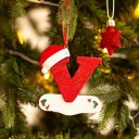 Ornements de sapin de Noël avec lettres Lettres en acrylique pour sapin de Noël Décoration de Noël Lettres suspendues pour sapin Lettres rouges à suspendre 10 cm 22
