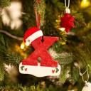Ornements de sapin de Noël avec lettres Lettres en acrylique pour sapin de Noël Décoration de Noël Lettres suspendues pour sapin Lettres rouges à suspendre 10 cm 24