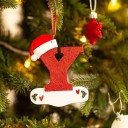 Ornements de sapin de Noël avec lettres Lettres en acrylique pour sapin de Noël Décoration de Noël Lettres suspendues pour sapin Lettres rouges à suspendre 10 cm 25