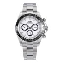 Orologi da uomo automatici di lusso Chronograf con fondo trasparente Vetro zaffiro Cassa 39 mm Acciaio inossidabile 316L Bracciale 13