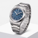Orologi da uomo automatici di lusso con data Vetro zaffiro Cassa 40 mm Acciaio inossidabile Quadrante blu Bracciale integrato Per ogni giorno 1